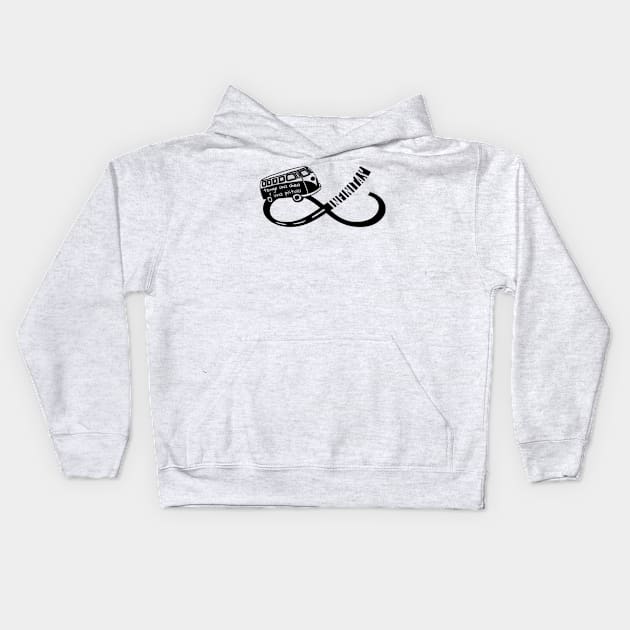 infinite roads woman suspenders Kids Hoodie by insightfair